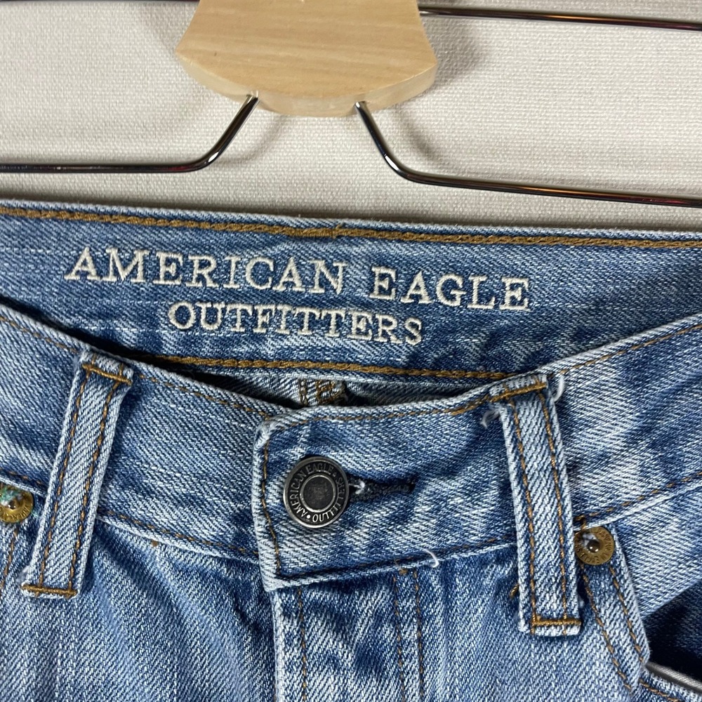American Eagle Outfitters Vintage Hi Rise Colorblock Jeans Frayed Hem - Size 4 - Picture 4 of 11
